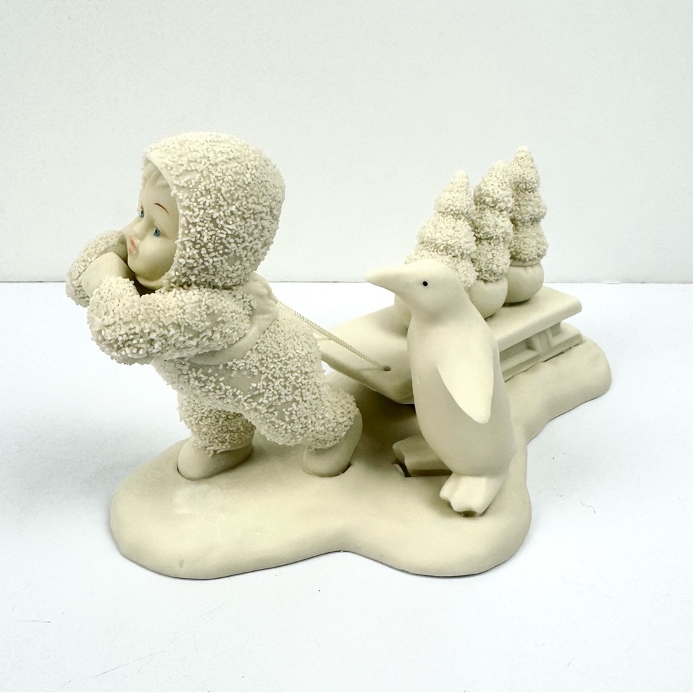 VINTAGE 1994 DEPT 56 SNOWBABIES "BRINGING STARRY PINES" #68624 SLED & PENGUIN 8"